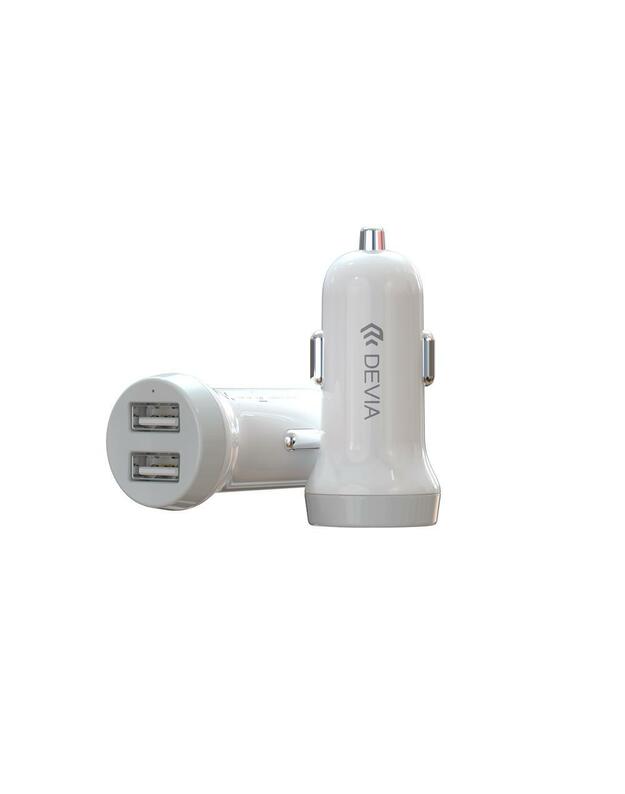 Devia Smart series car charger suit for Lightning (5V3.1A,2USB) white