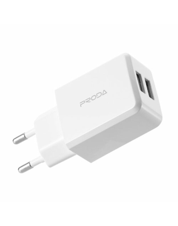 Telefono buitinis įkroviklis „Proda Linshy Pro“ įkroviklis PD - A22 įkroviklio adapterio sieninis įkroviklis 2x USB 2.1A + USB / USB - C laidas 1m baltas (EU)