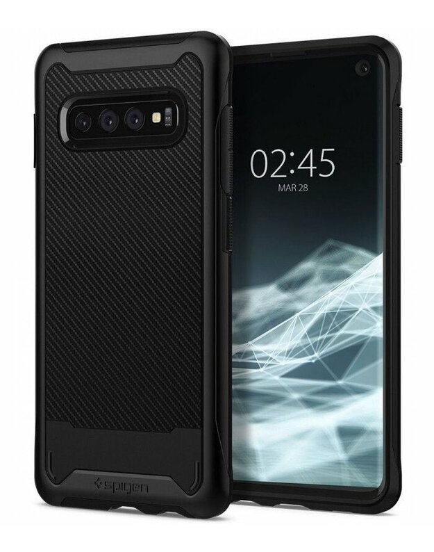 Juodas dėklas Samsung Galaxy S10 telefonui "Spigen Hybrid NX"