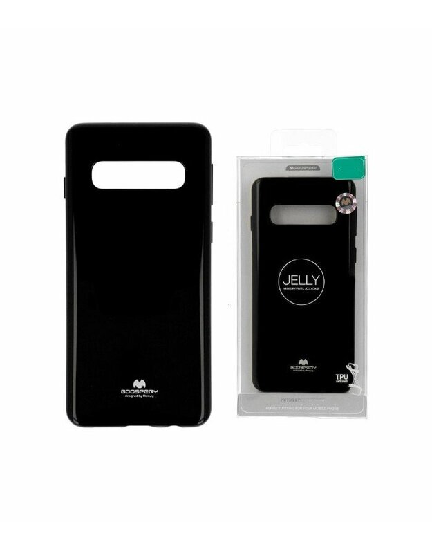 Juodas silikoninis dėklas Samsung Galaxy S10 telefonui "Mercury Goospery Pearl Jelly Case"