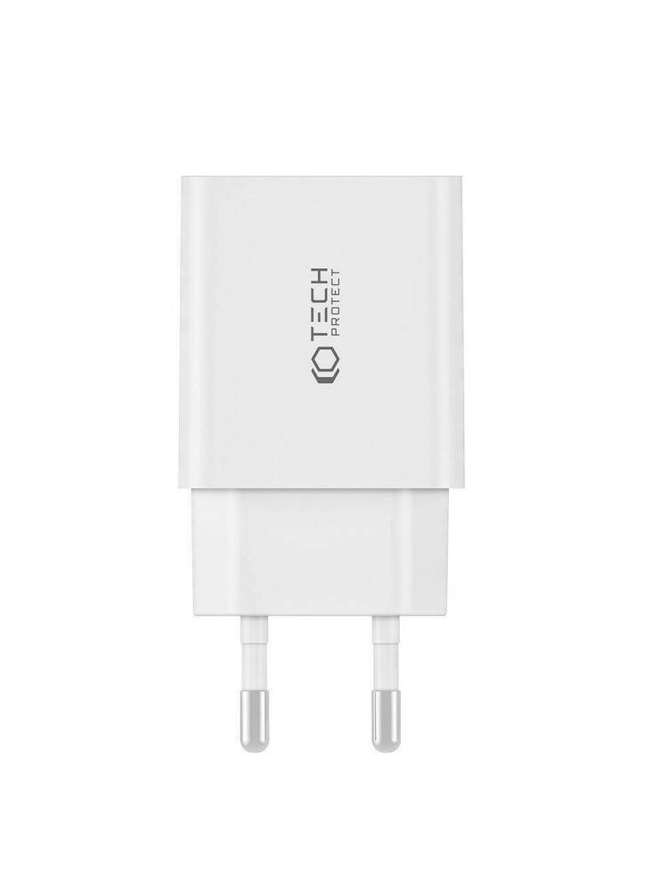 Sieninis įkroviklis 2x USB-C PD 35W + USB-C laidas - Žaibo baltas