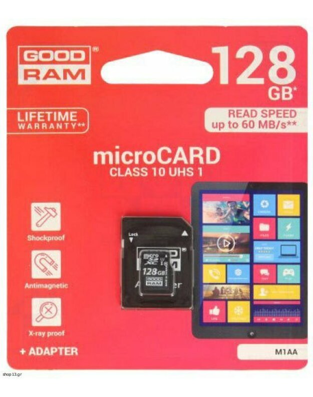 Goodram microSDXC, 128GB, Class 10 + Adapter