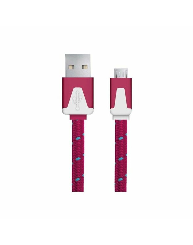 USB laidas „Esperanza Micro USB 2.0 A-B M / M“, plokščias pintas 1,0 m rausvas