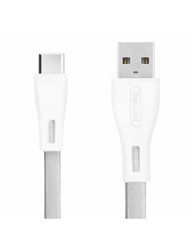 USB Type C to USB flat anti-tangle cable Charge/Sync 2.1A white cable - Remax