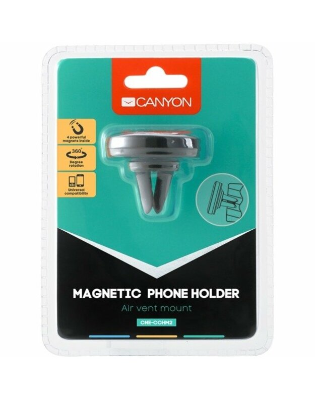 Canyon CH-2 Car Holder for Smartphones,magnetic suction function ,with 2 plates(rectangle/circle), black ,44*44*40mm 0.035kg