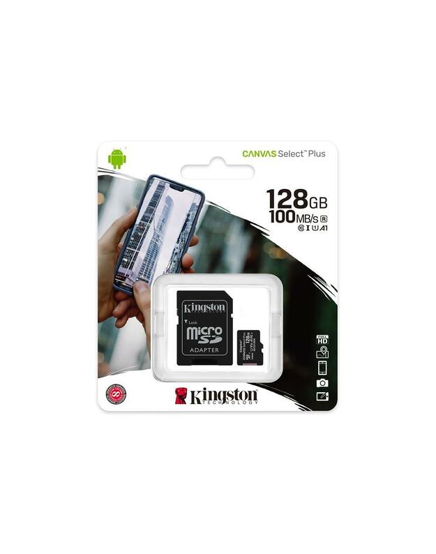 Kingston 128GB microSDXC Canvas Select Plus 100R A1 C10 Card 