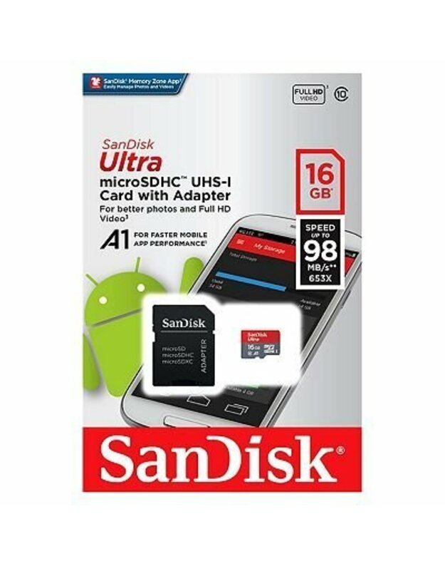 MEMORY MICRO SDHC 16GB UHS-I/W/A SDSQUAR-016G-GN6MA SANDISK