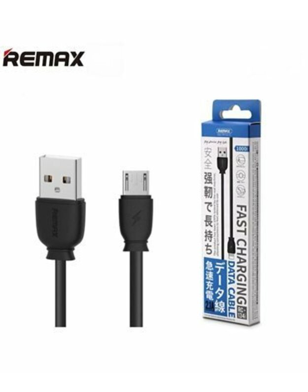 USB KABELIS REMAX RC-134M MICROUSB 2.1A JUODAS 1.0M