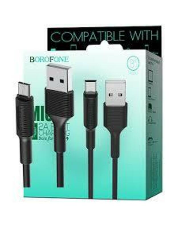 USB KABELIS BOROFONE BX1 MICROUSB 2A 1.0M JUODAS