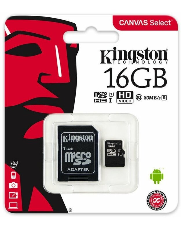 Kingston Canvas Select microSDHC 16GB UHS-I Class 10 + SD Adapter