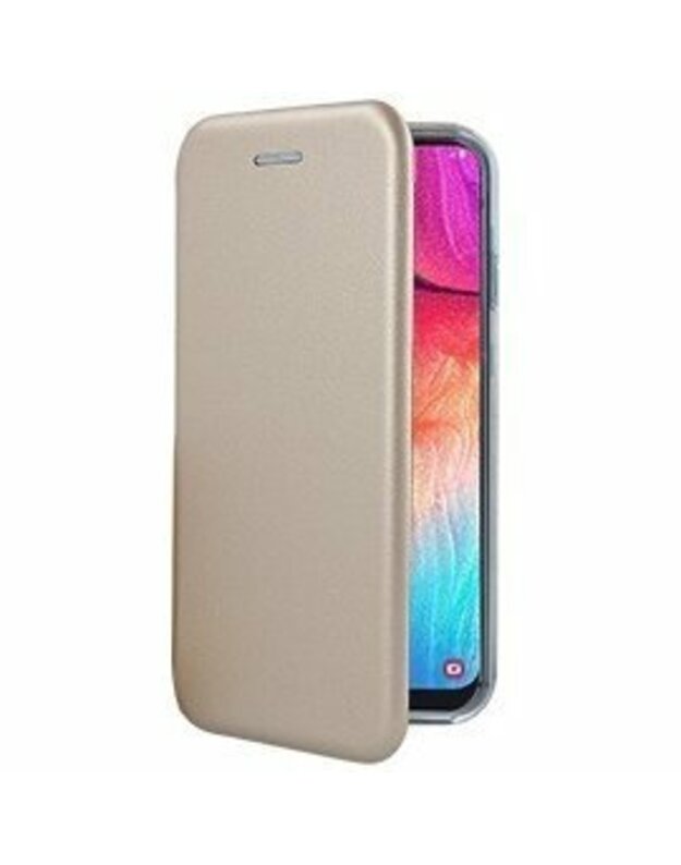 Telefono dėklas SAMSUNG GALAXY A50 ATVERČIAMAS DĖKLAS BOOK ELEGANCE ODINIS MĖLYNAS AUKSINIS