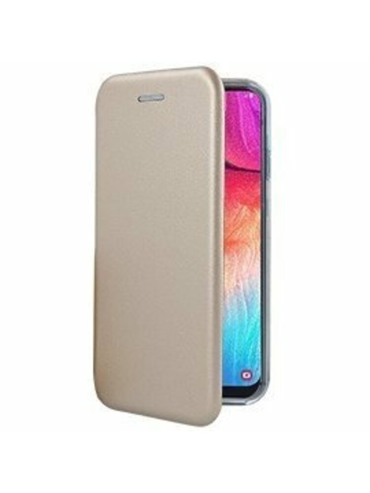 Telefono dėklas SAMSUNG GALAXY A50 ATVERČIAMAS DĖKLAS BOOK ELEGANCE ODINIS MĖLYNAS AUKSINIS