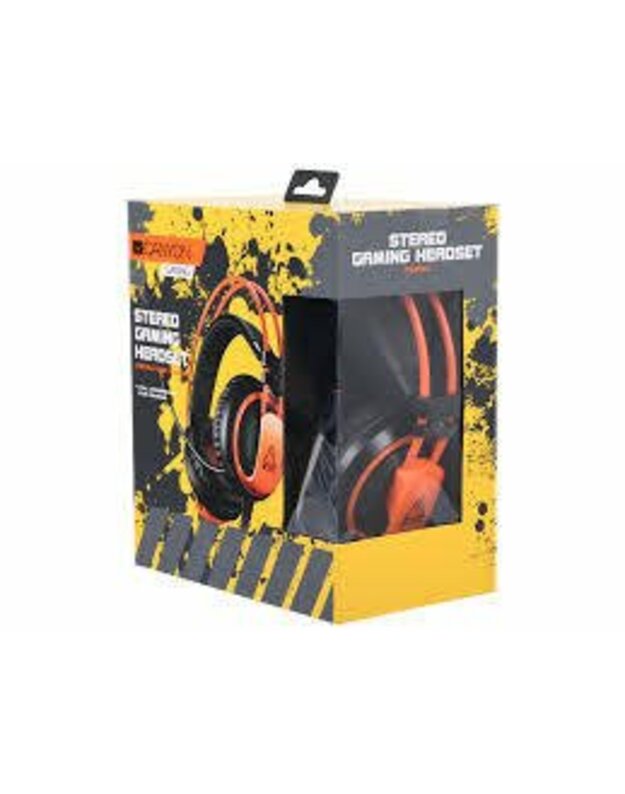 Žaidybinės ausinės dedamos ant ausų Canyon CND-SGHS5, 3.5mm, Black/Orange