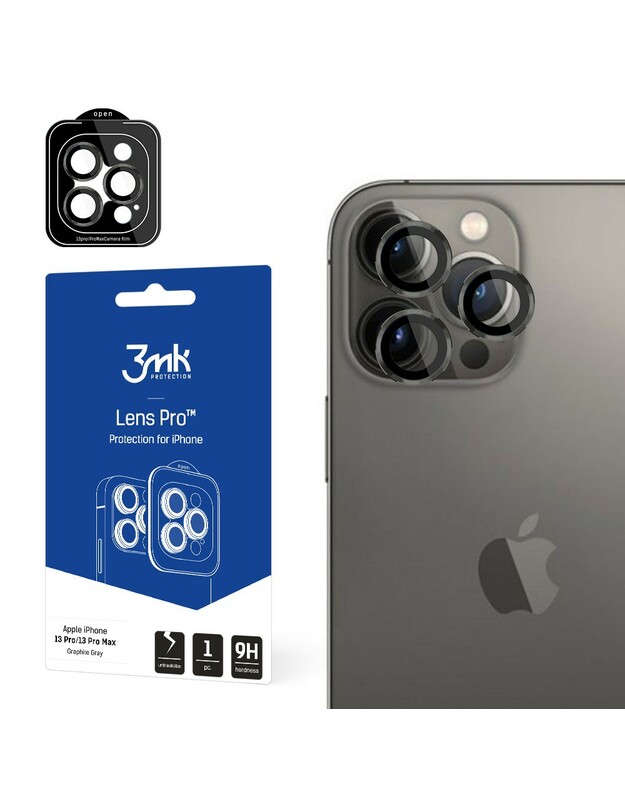 Apsauginis stikliukas kamerai 3mk Lens Pro Apple iPhone 13 Pro/13 Pro Max juodas