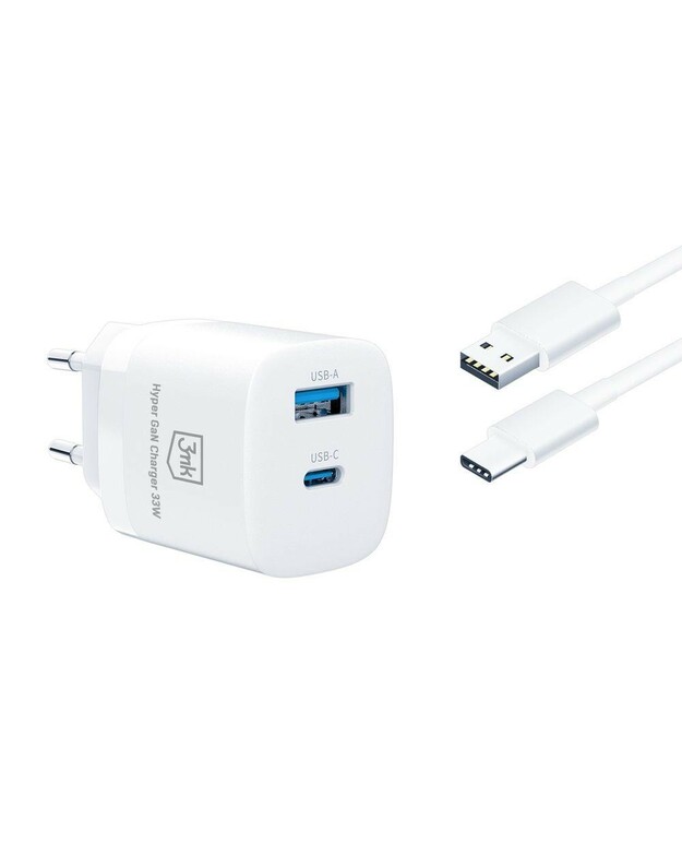 Įkroviklis 3mk Hyper GaN Charger 33W 1xUSB-C + 1xUSB-A baltas