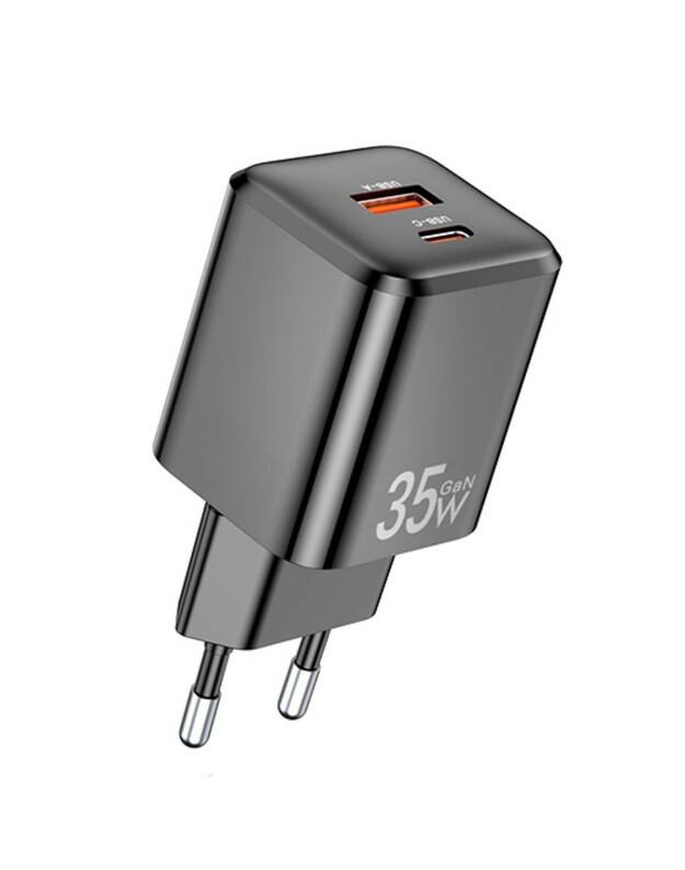 Įkroviklis Awei PD66-EU GaN 35W USB-A/USB-C juodas