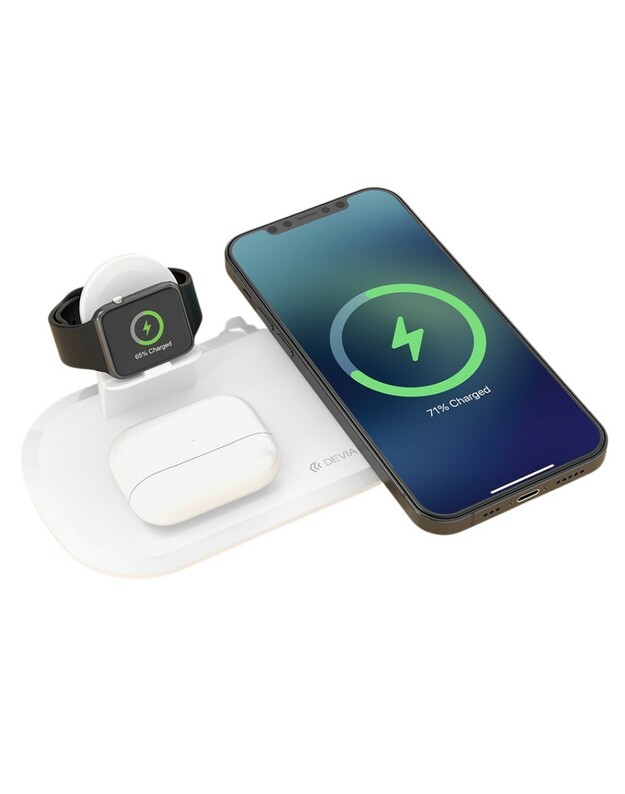 Įkroviklis belaidis Devia 3in1 Smart Phone, Apple Watch, Airpods baltas