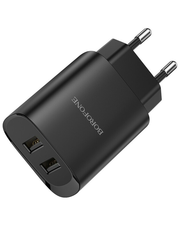 Įkroviklis buitinis Borofone BN2 2xUSB 2.1A, juodas