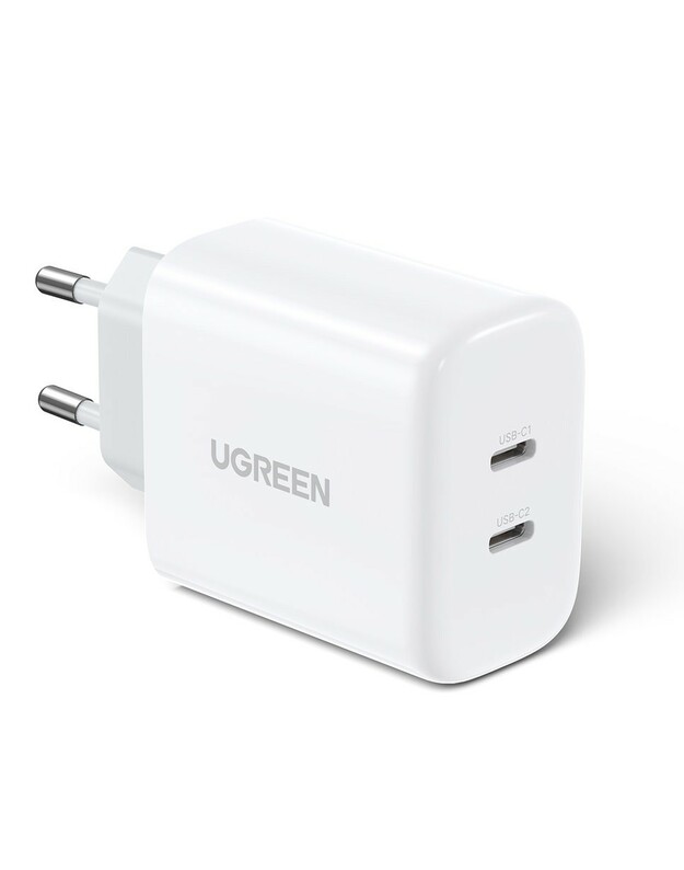 Įkroviklis buitinis Ugreen CD243 2xUSB-C 40W baltas