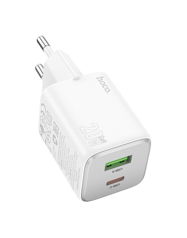 Įkroviklis Hoco N41 USB-A/USB-C PD20W+QC3.0 baltas