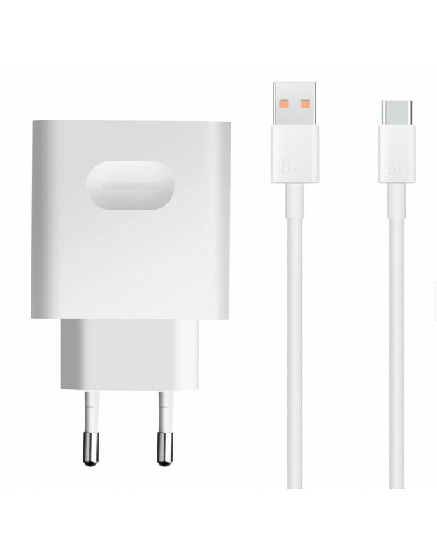 Įkroviklis Huawei 66W 6A USB-A HW-110600E02 + USB-C cable baltas