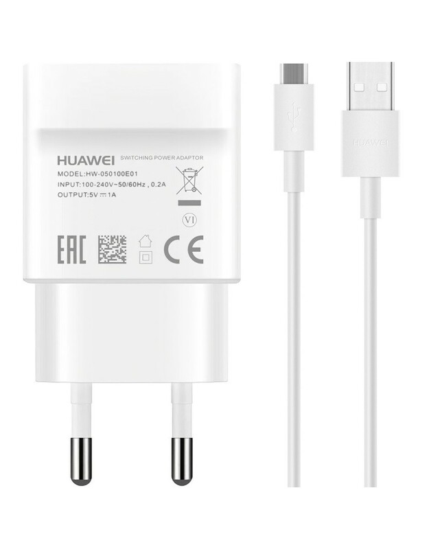 Įkroviklis Huawei HW-050100E01 + kabelis MicroUSB 1m baltas