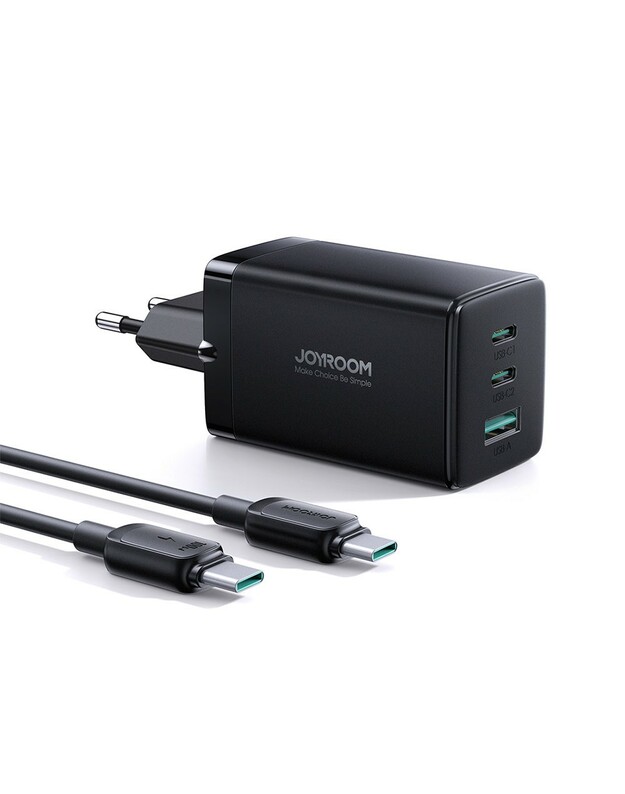 Įkroviklis Joyroom GaN JR-TCG01 2xUSB-C/USB-A 65W + USB-C cable 1.2m juodas