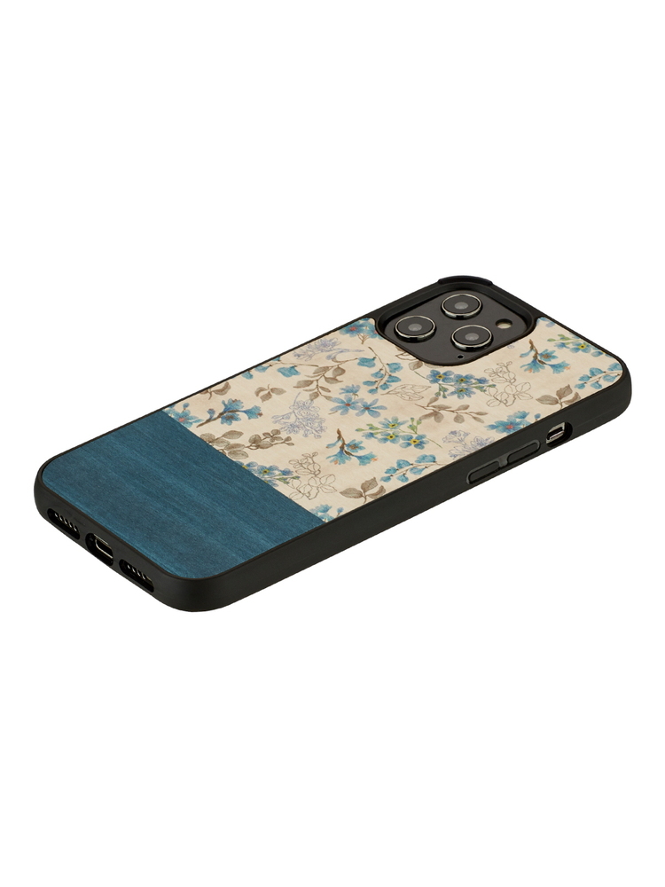 MAN&WOOD case for iPhone 12/12 Pro blue flower black