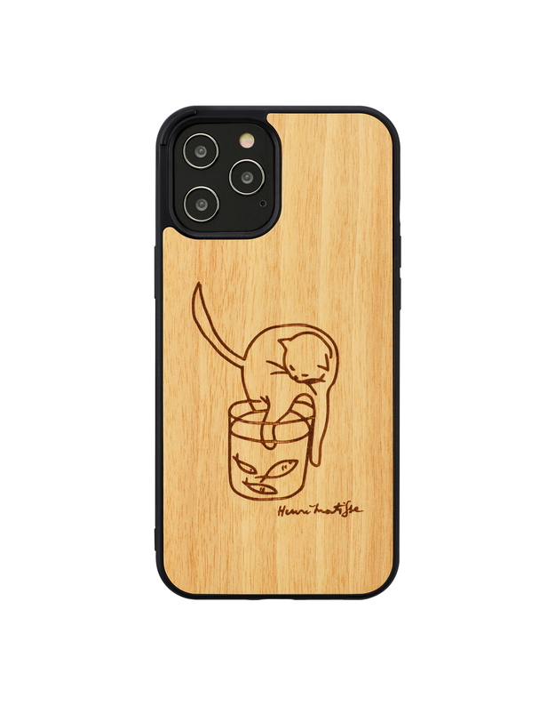 MAN&WOOD case for iPhone 12/12 Pro cat with red fish