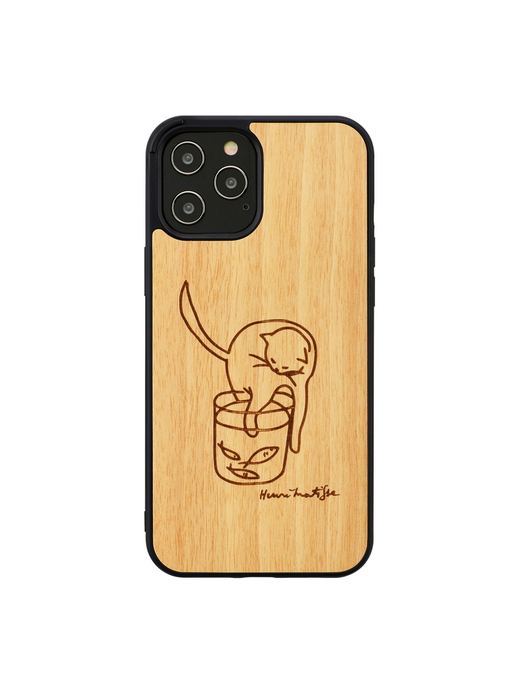 MAN&WOOD case for iPhone 12/12 Pro cat with red fish