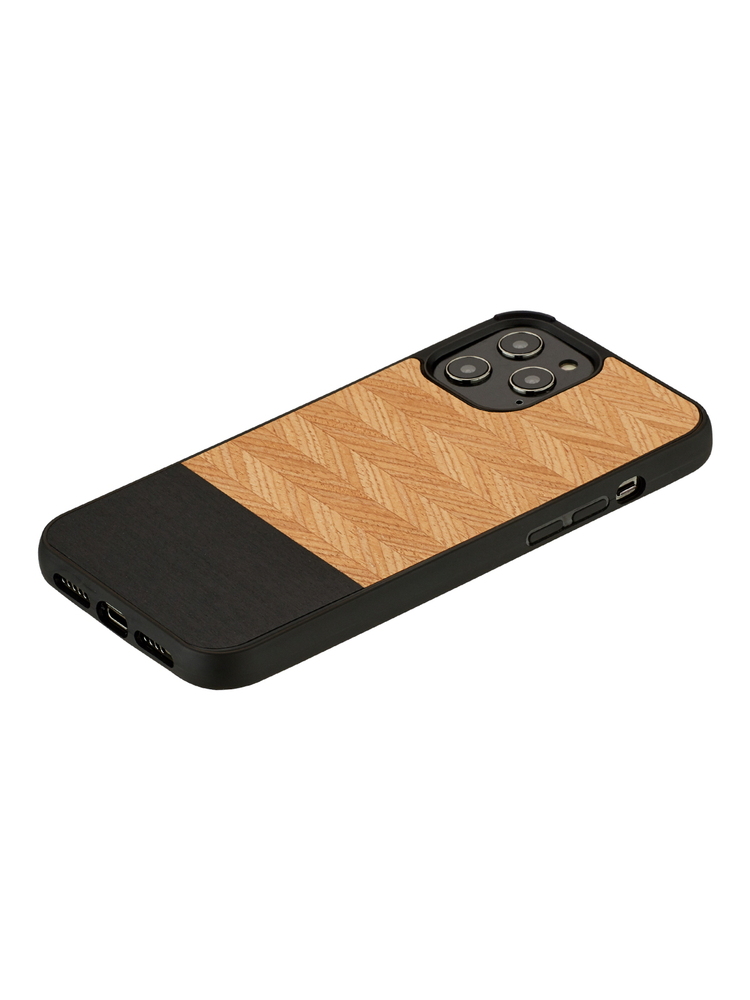 MAN&WOOD case for iPhone 12/12 Pro herringbone nero black