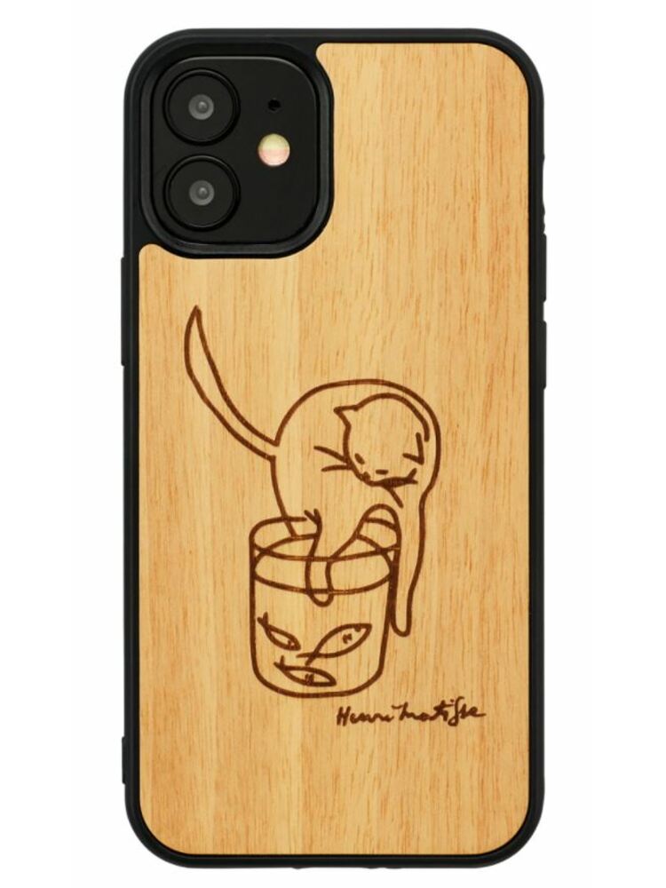 MAN&WOOD case for iPhone 12 mini cat with red fish