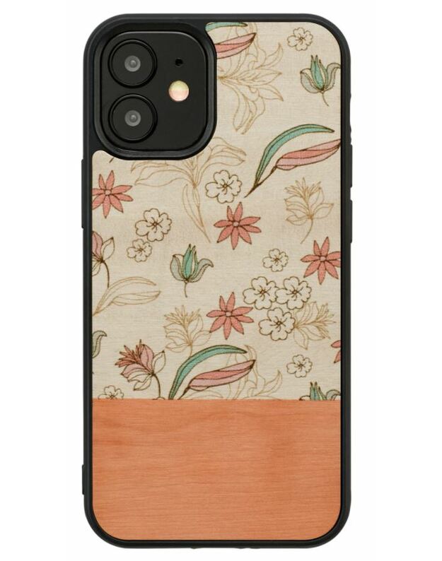 MAN&WOOD case for iPhone 12 mini pink flower black