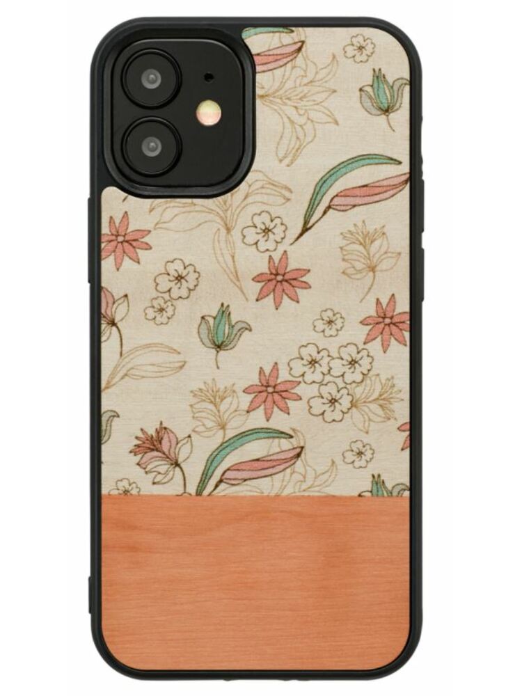 MAN&WOOD case for iPhone 12 mini pink flower black