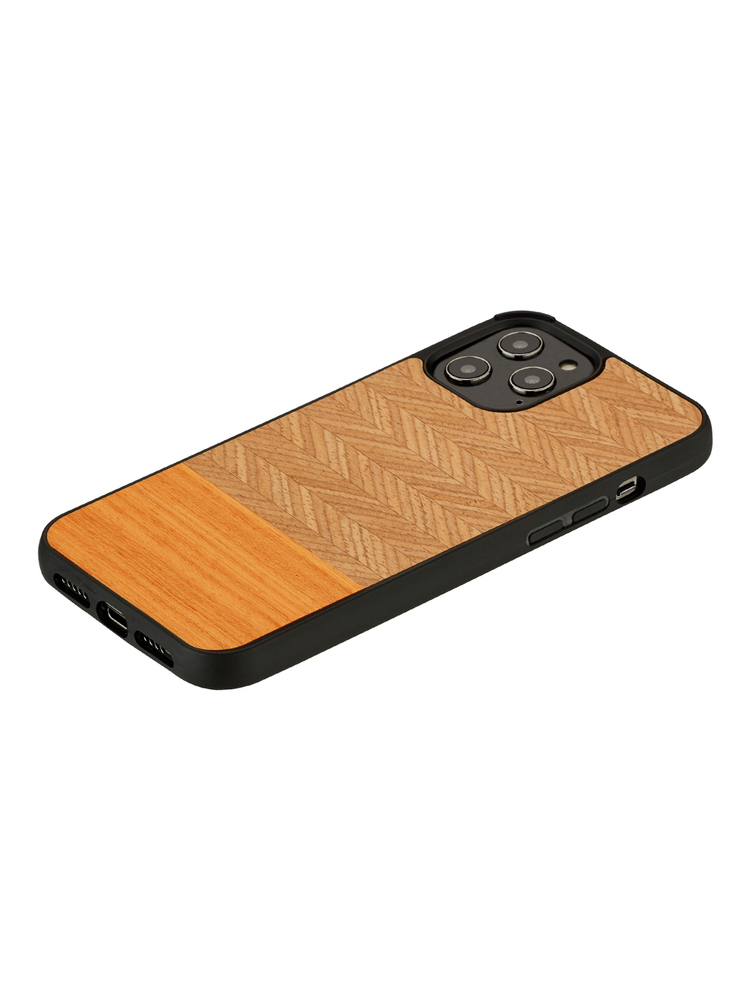 MAN&WOOD case for iPhone 12 Pro Max herringbone arancia black