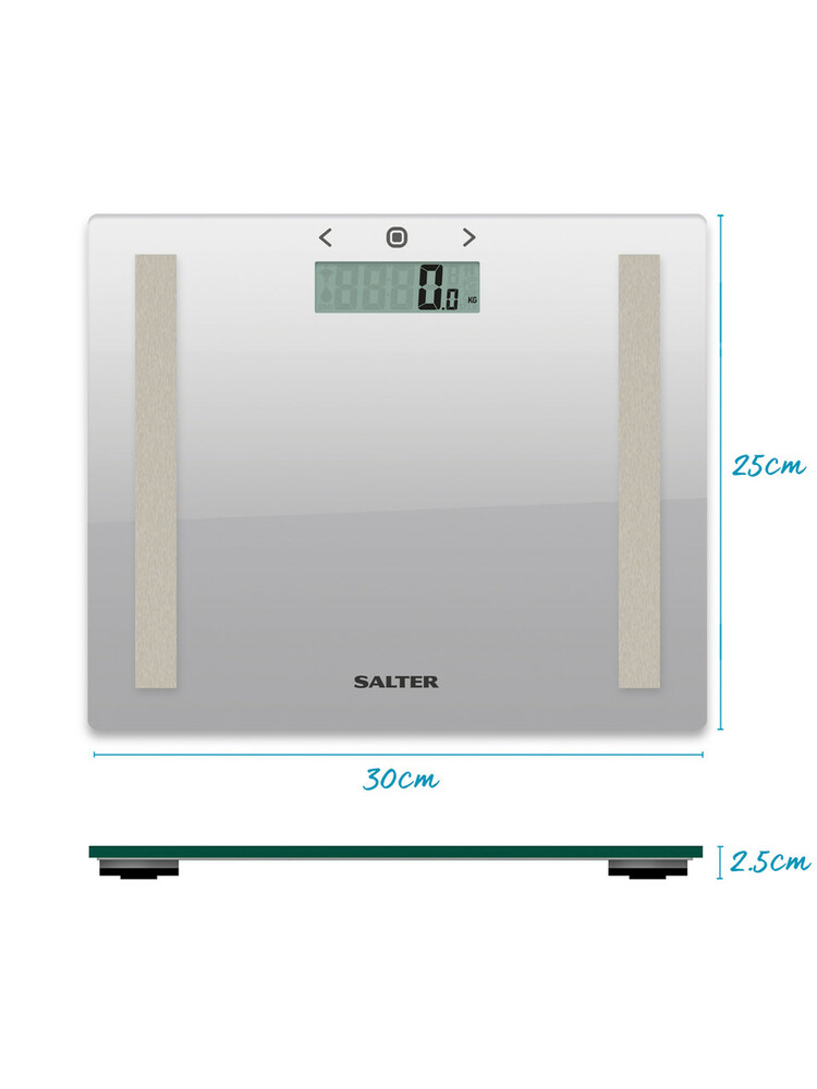 Salter 9113 SV3RAREU16 Compact Glass Analyser Bathroom Scales - Silver