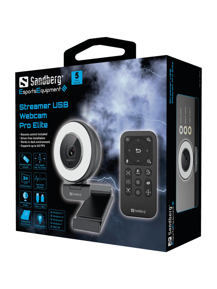 Sandberg 134-39 Streamer USB Webcam Pro Elite