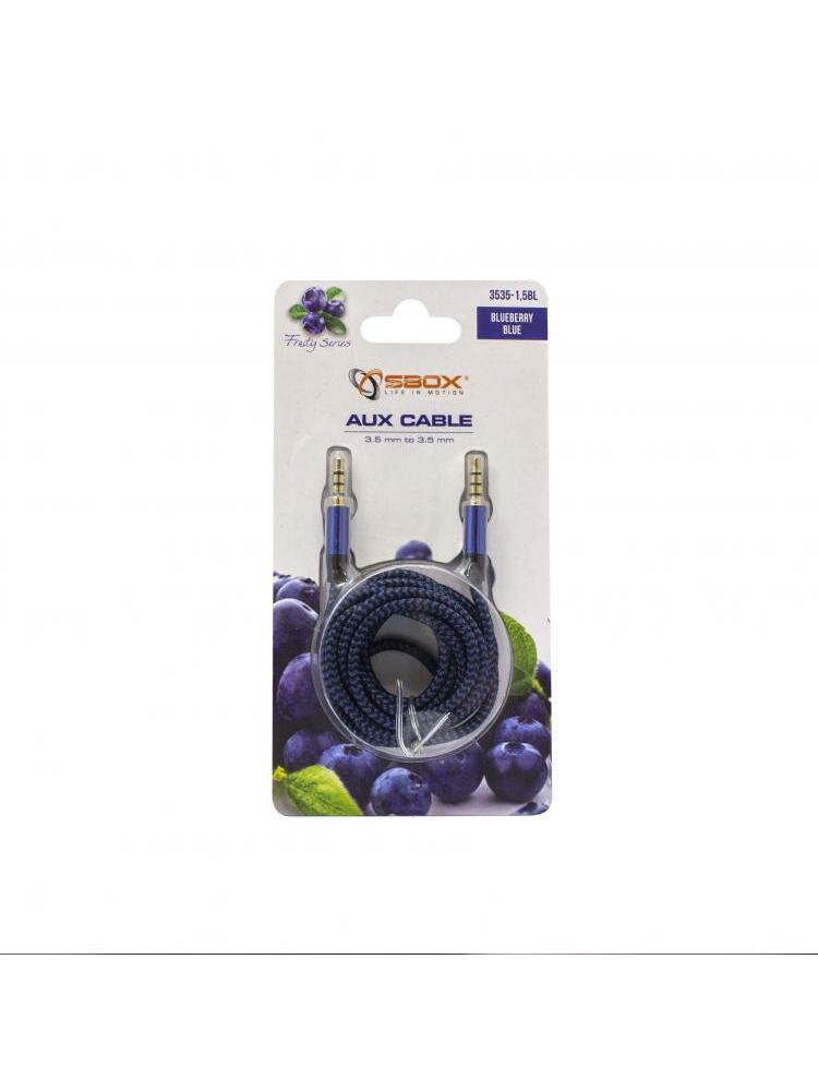 Sbox 3535-1.5BL AUX Cable 3.5mm to 3.5mm Blueberry Blue