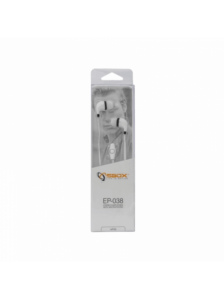 Sbox Stereo Earphones With Microphone EP-038 White