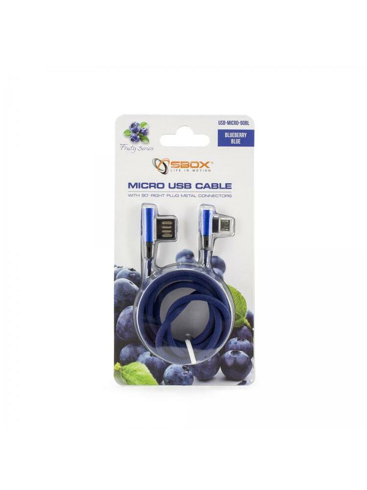 Sbox USB->Micro USB 90 M/M 1.5m USB-MICRO-90BL blueberry blue