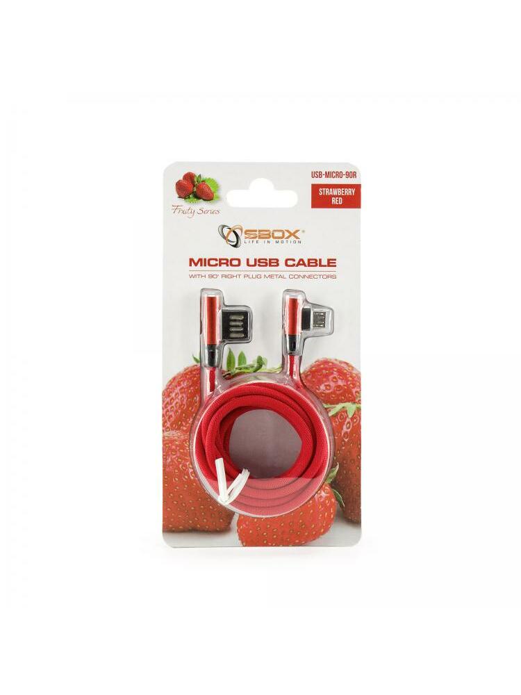 Sbox USB->Micro USB 90 M/M 1.5m USB-MICRO-90R strawberry red