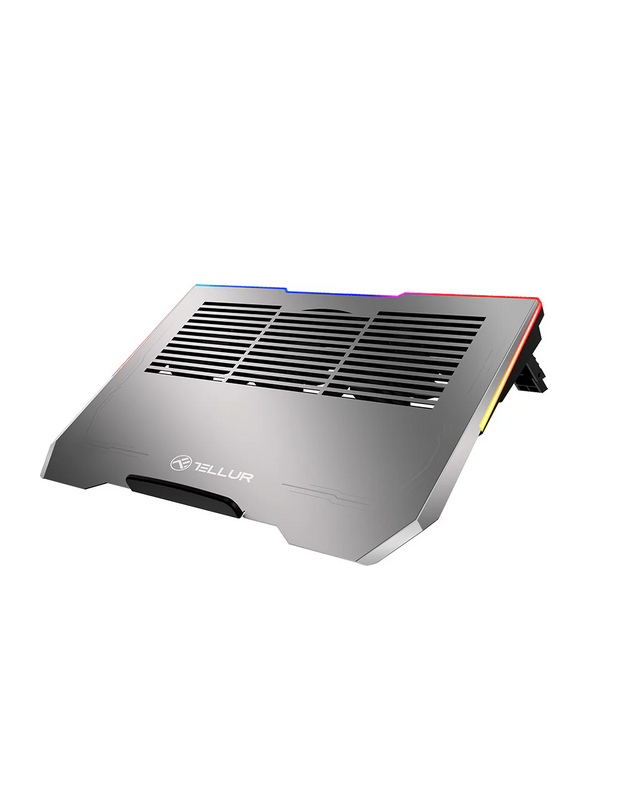 Tellur Cooler laptop Shade 17, 3 fans, RGB LED, USB, USB-C, Aluminum grey