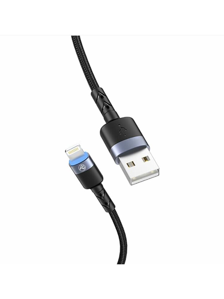 Tellur Data cable USB to Lightning LED, Nylon Braided, 1.2m black