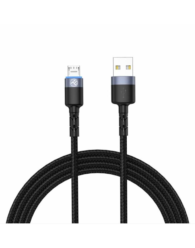 Tellur Data Cable USB to Micro USB LED Nylon Braided 1.2m Black