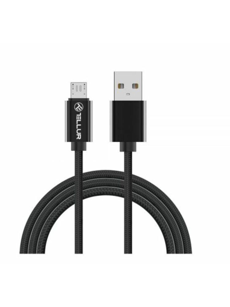 Tellur Data cable, USB to Micro USB, Nylon Braided, 1m black