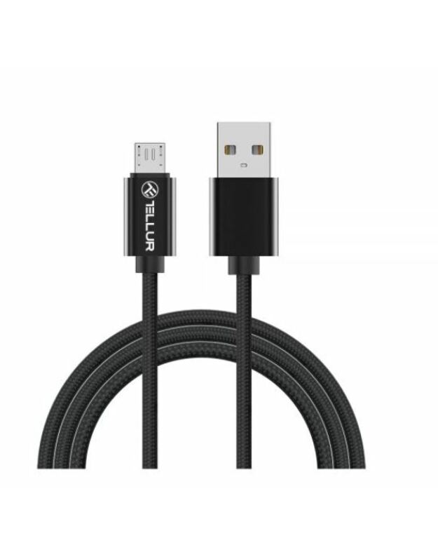 Tellur Data cable, USB to Micro USB, Nylon Braided, 1m black