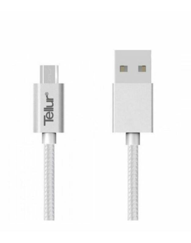 Tellur Data cable, USB to Micro USB, Nylon Braided, 1m silver