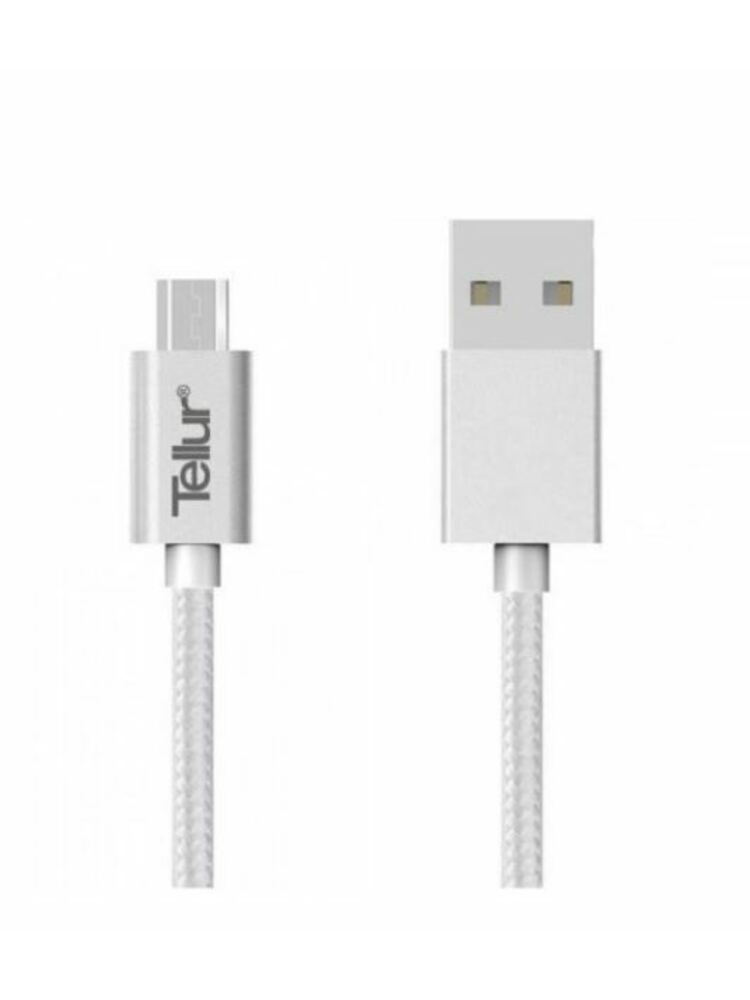 Tellur Data cable, USB to Micro USB, Nylon Braided, 1m silver