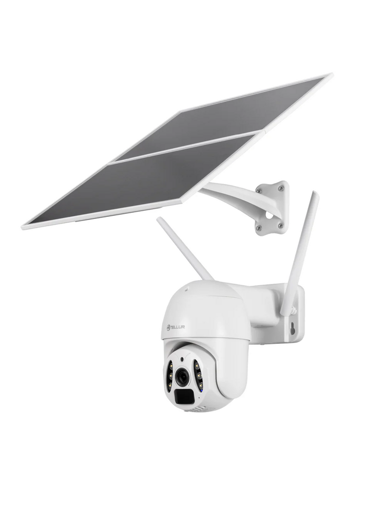 Tellur Smart WiFi Solar Camera P&T 3MP, 2K UltraHD, PIR, 20W solar panel, white