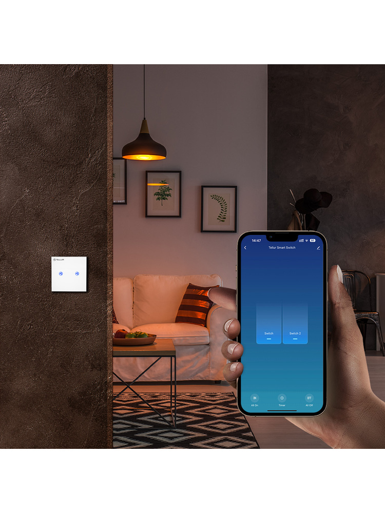 Tellur Smart WiFi switch, SS2N 2 port 1800W 10A